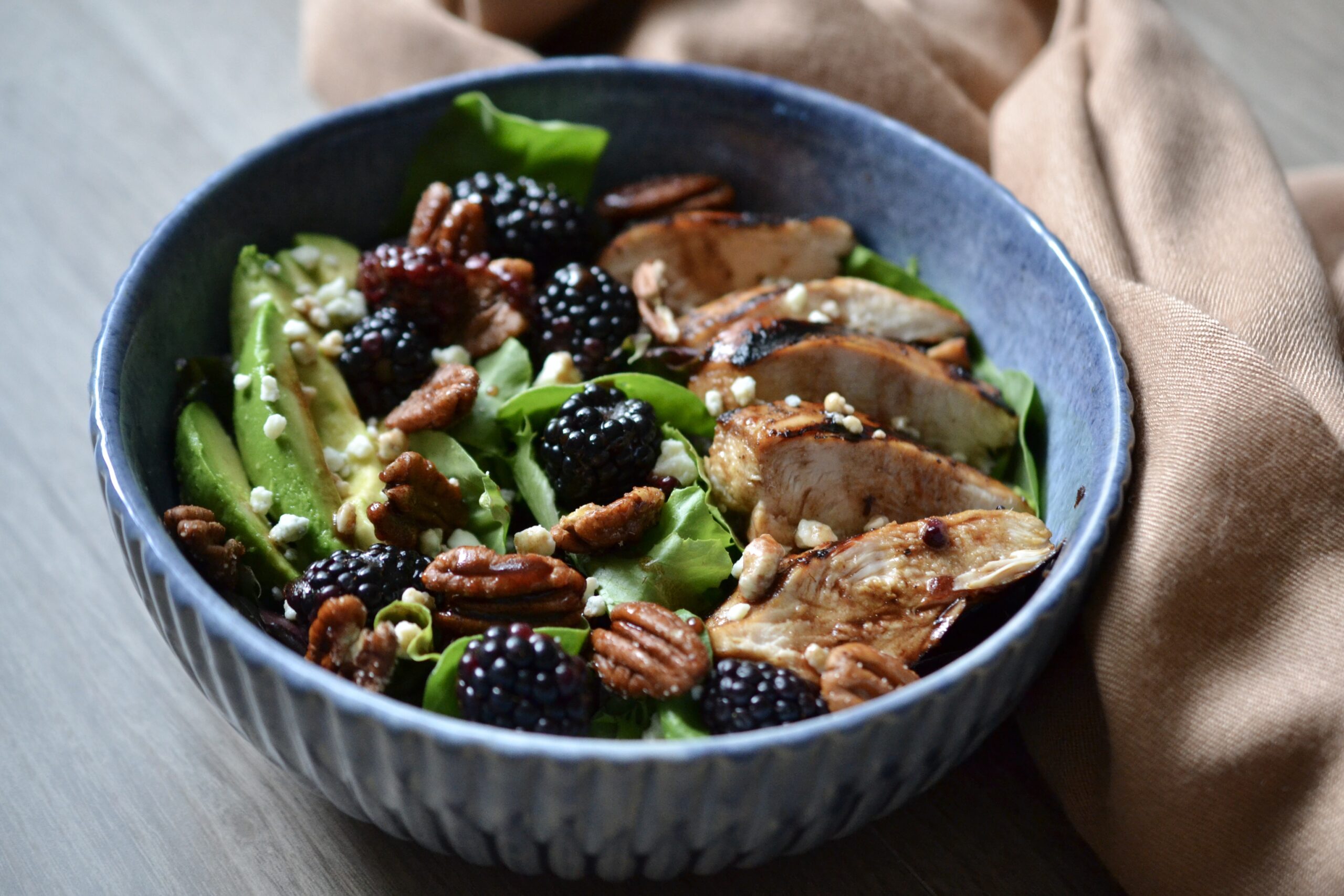 30-minute Salad with Grilled Chicken and Blackberry Balsamic Vinaigrette